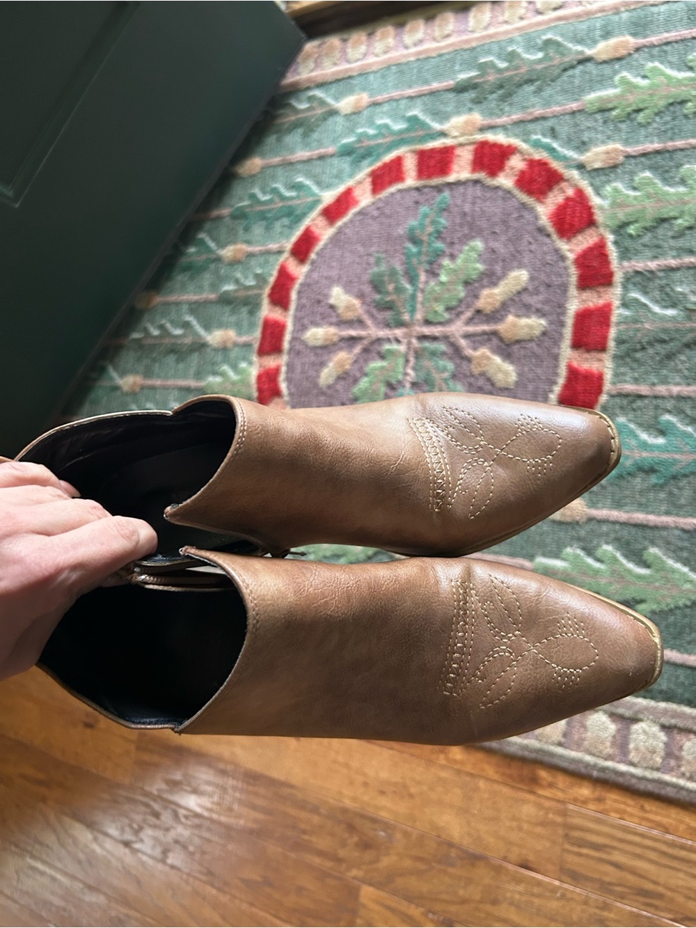 Women's Brown Slip-On Western Ankle Boots